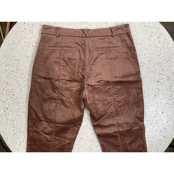 Anthropologie Womens 10 Pants Essential Slim Velvet Copper Brown Ankle Office - Picture 5 of 10